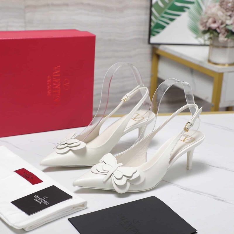 Alternative view of Valentino Garavani Papier Phalène Slingback Pumps White