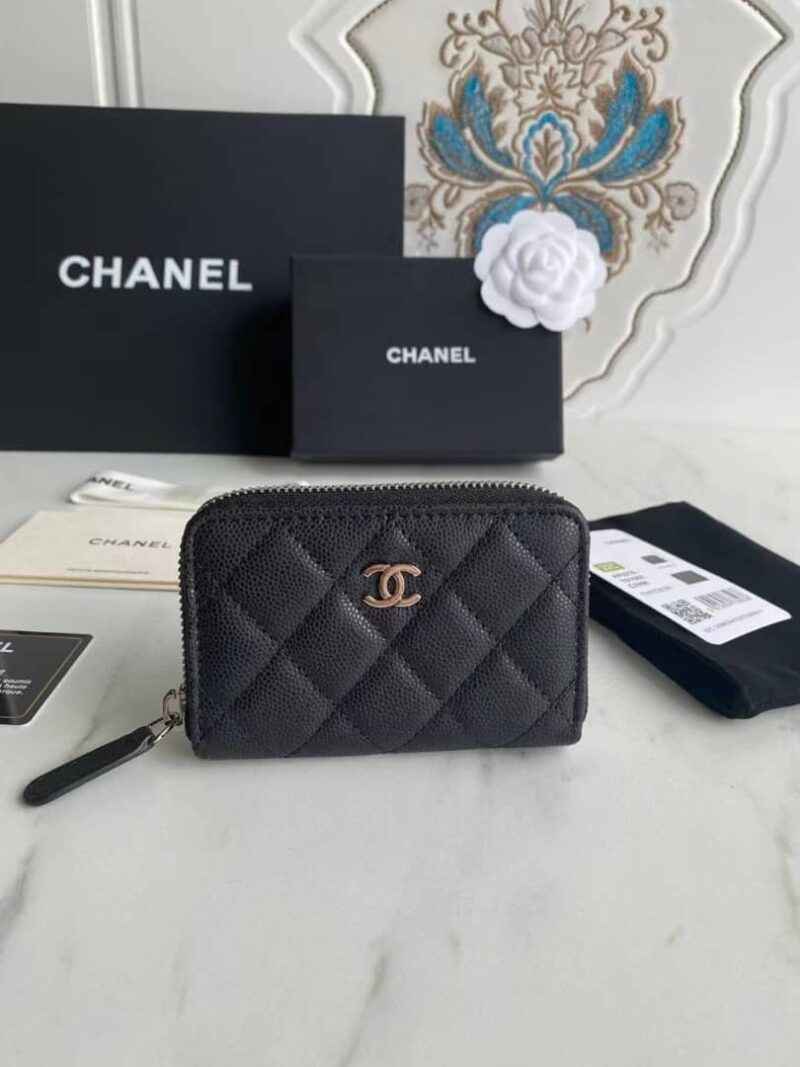 Alternative view of Chanel Classic Zipped Coin Purse Wallet Gold Tone Metal Black 11Cm Ap0216 Y01588 C3906