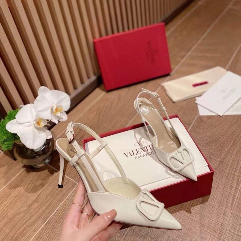 Alternative view of Valentino Vlogo Signature Patent Leather Slingback Pump White