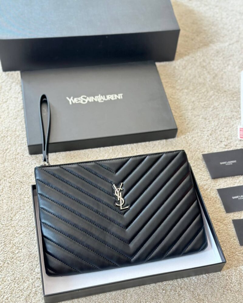 Alternative view of Saint Laurent Cassandre Matelassé Tablet Pouch In Quilted Leather Black 30Cm 559193Cwu021000