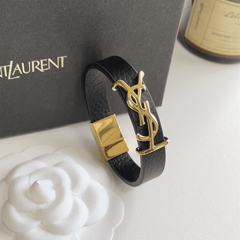 Alternative view of Saint Laurent Ysl Opyum Leather Bracelet Black