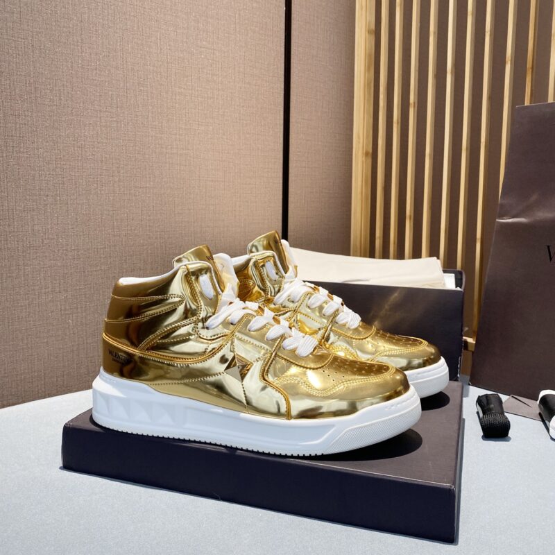 Alternative view of Valentino Roman Stud Metallic High Top Sneakers