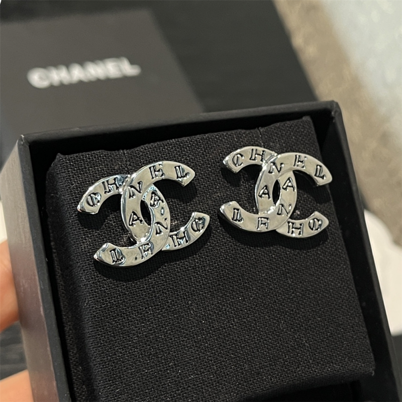 Alternative view of Chanel Cc Classic Logo Earrings Silver