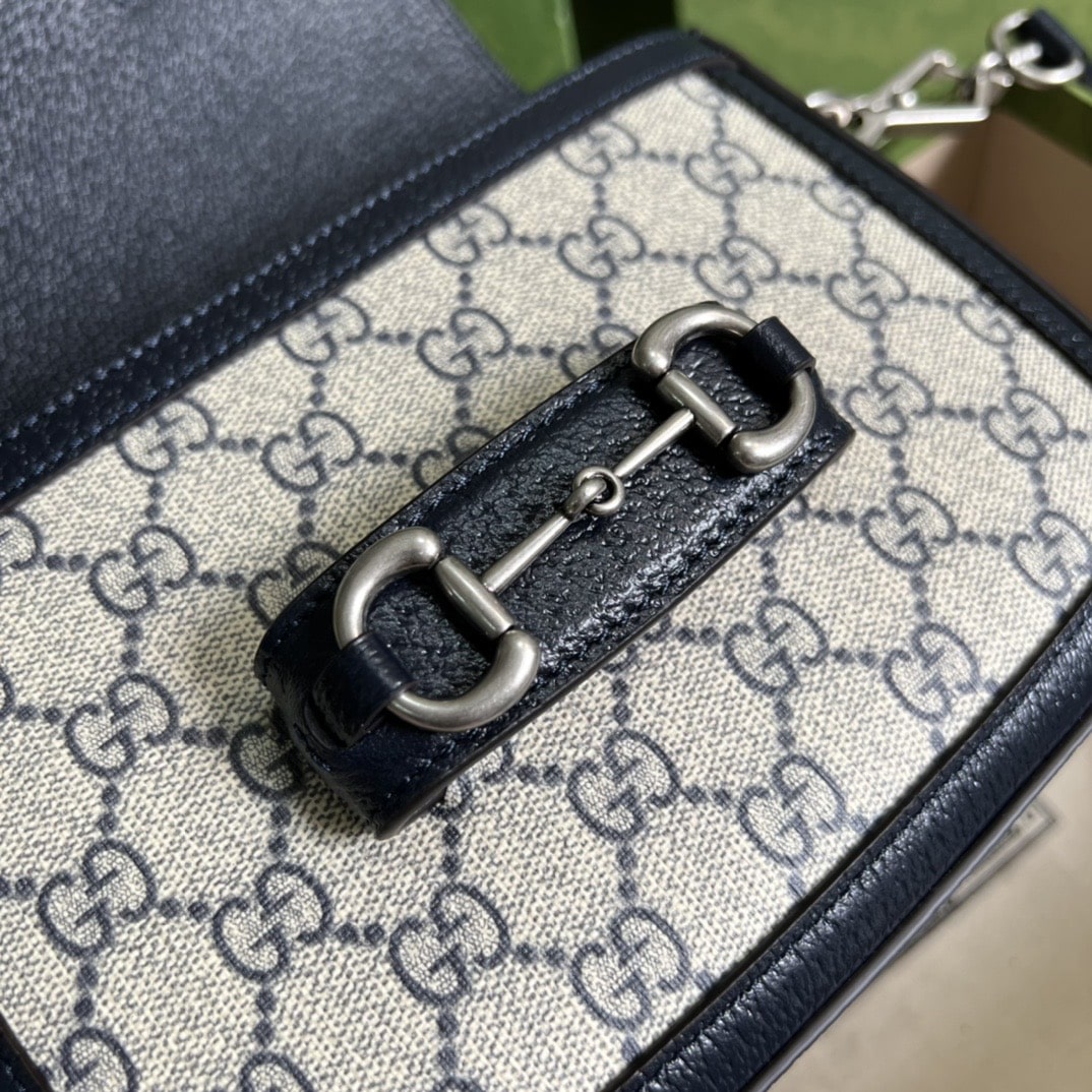 Gucci Horsebit 1955 Small Shoulder Bag GG Supreme Canvas Navy Blue 20cm 658574 96IWN 4076 - Image 2