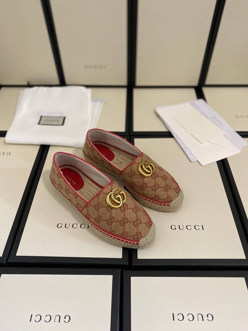 Alternative view of Gucci Women’S Espadrille With Horsebit Matelassé Canvas Brown Cherry Red 621239 Kqwm0 9761