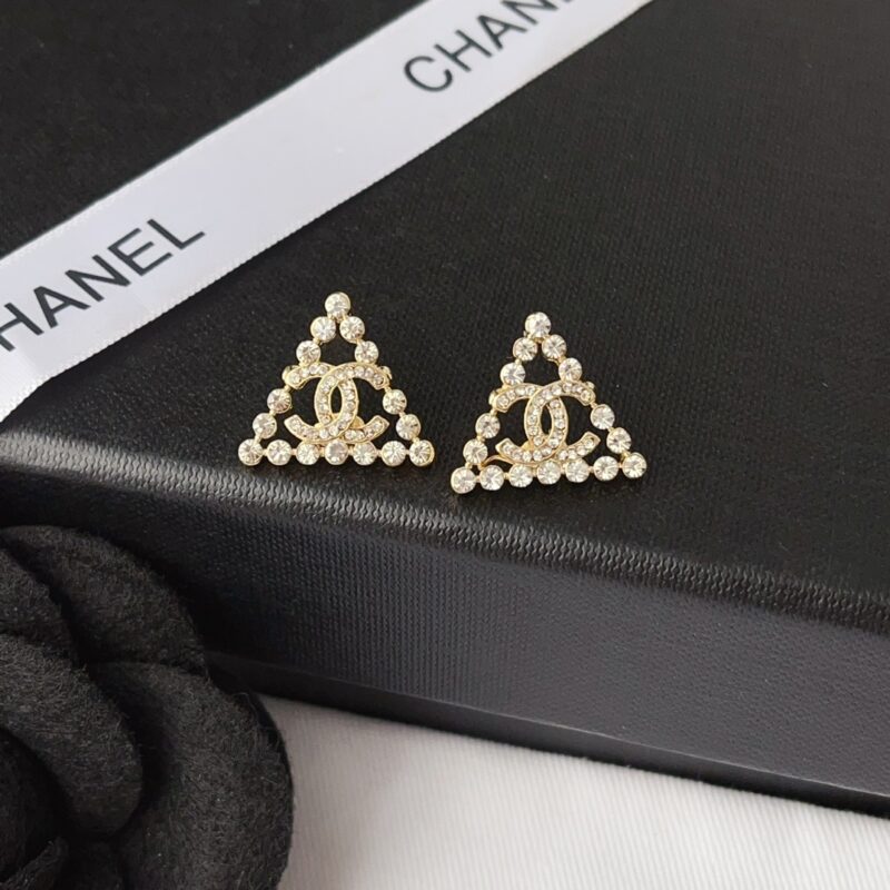 Alternative view of Chanel Cc Logo With Triangular Gemstones Gold Ab2468 B010203 Nk635