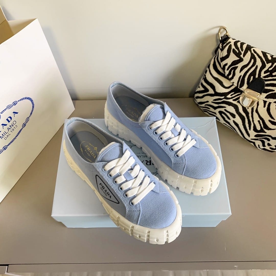 Prada Double Wheel Nylon Gabardine Sneaker Light Blue 1E260M3Lfxf0591F050 - Image 2