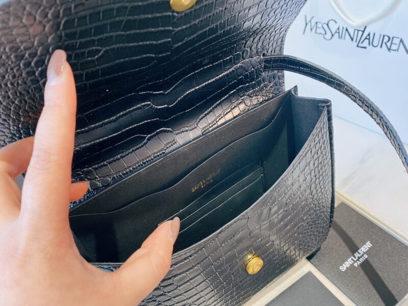 Alternative view of Saint Laurent Kaia Medidum Embossed Leather Black Gold Bag 23Cm