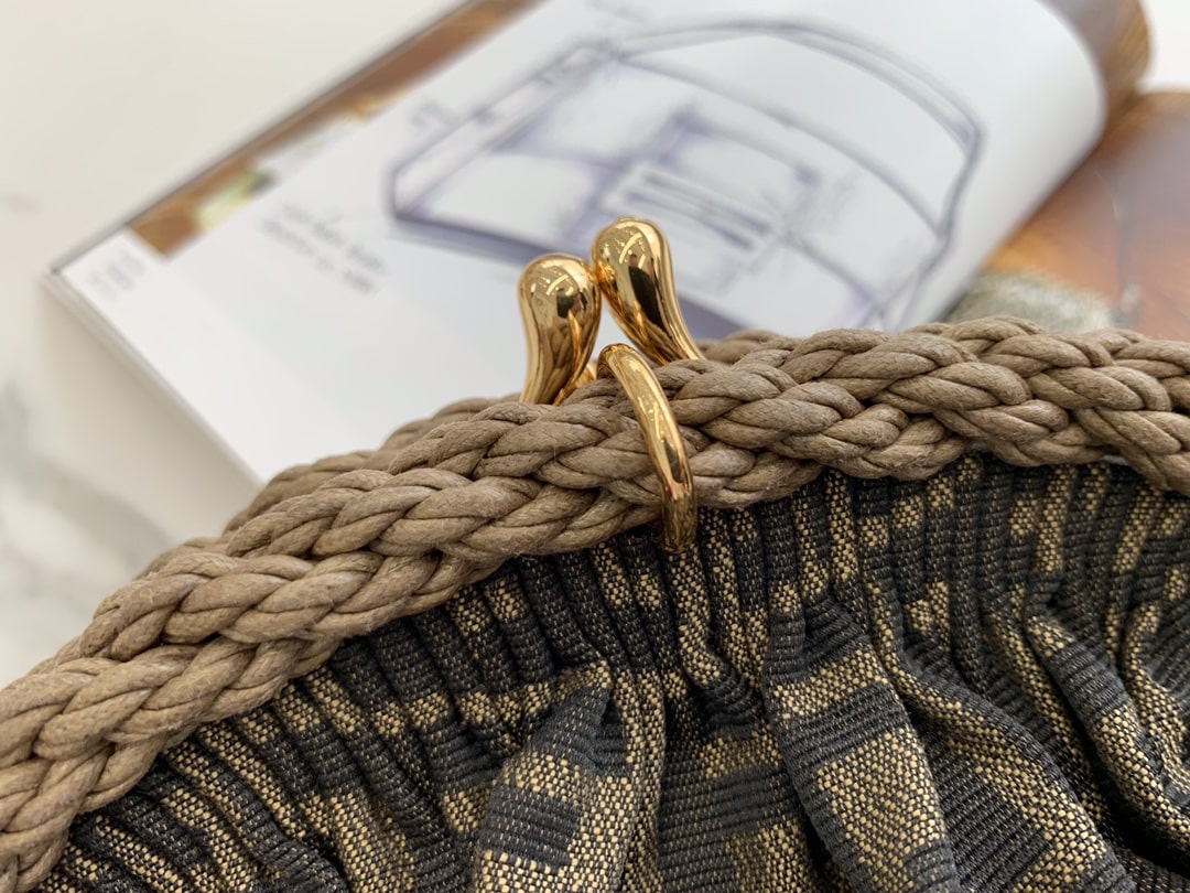 Fendi Brown Ff Fabric Pochette Shell Bag - Image 8