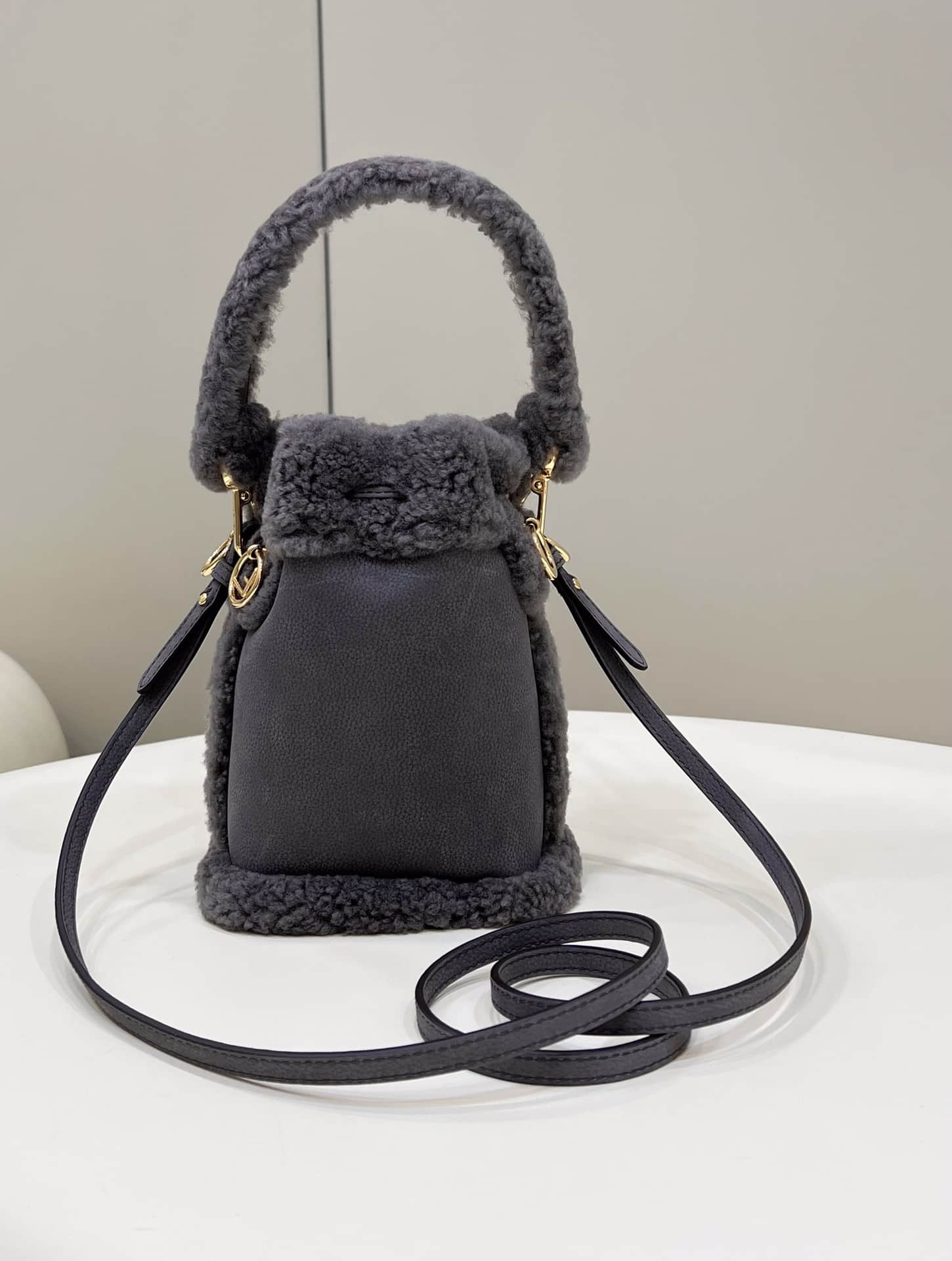 Fendi Mon Tresor Nubuck Mini Bucket Bag Grey 8Bs010Al9If1Efw - Image 8