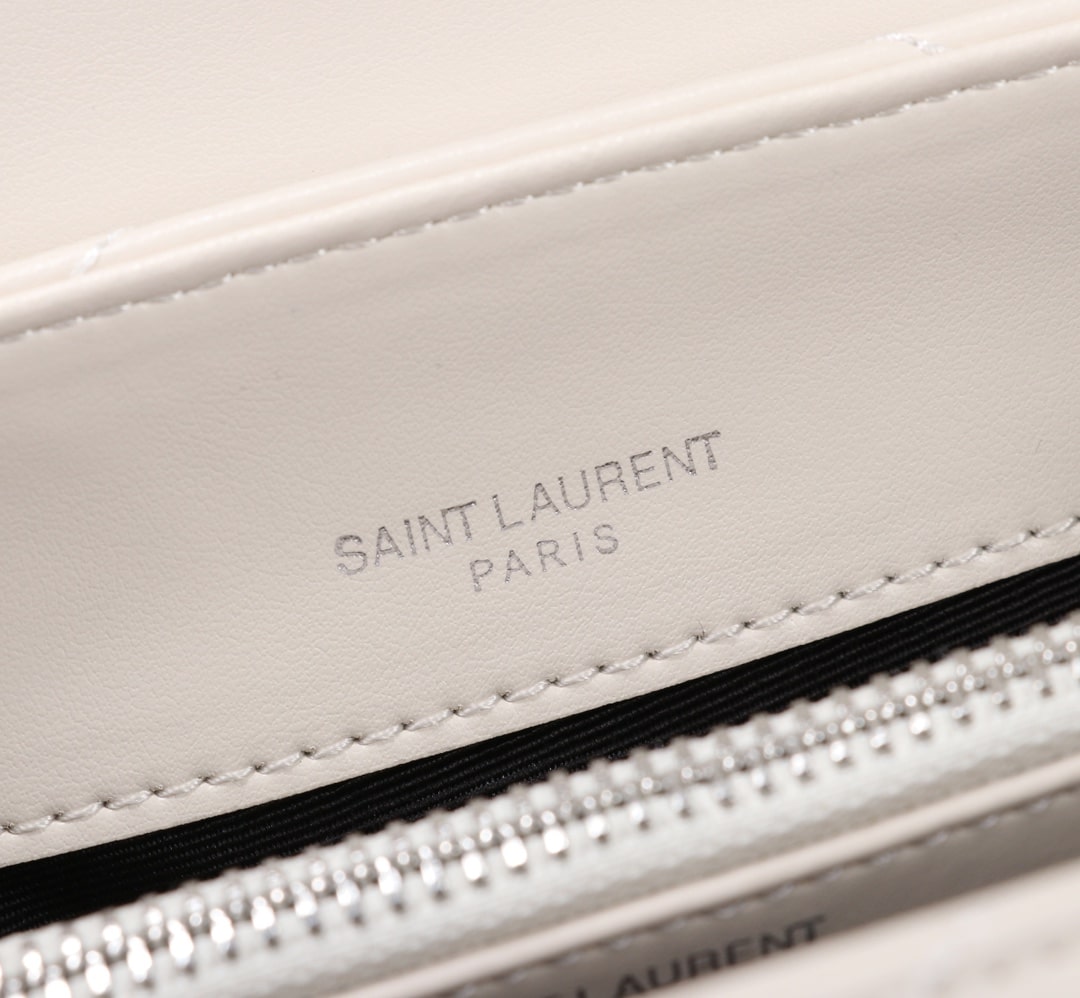 Saint Laurent Loulou Small Chain Bag In Matelassé Y Leather White Silver 23Cm 494699DV726 9207 - Image 5