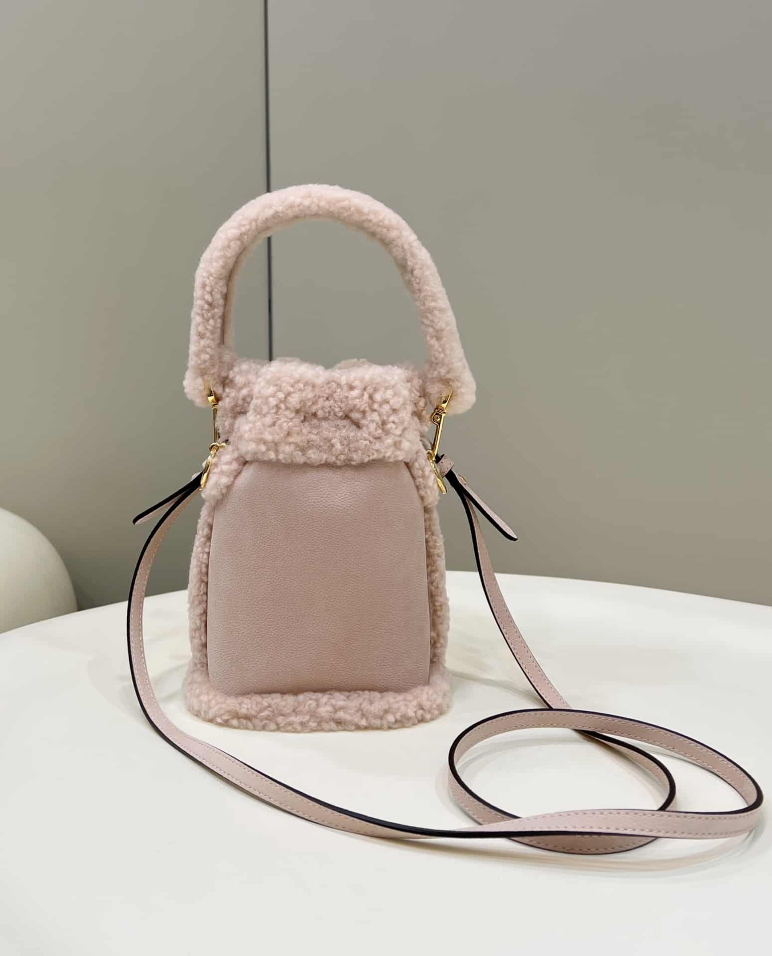 Fendi Mon Tresor Nubuck Mini Bucket Bag Pink 8Bs010Al9If136T - Image 8