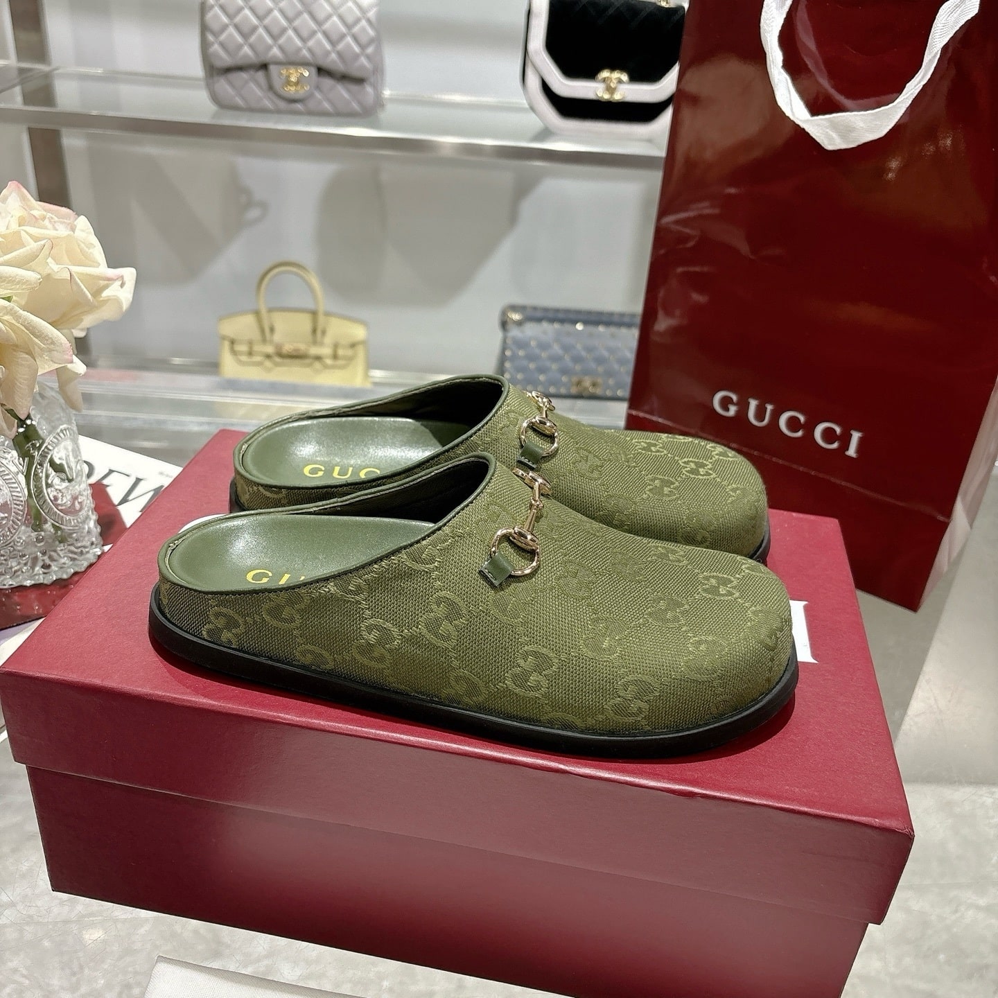 Gucci Women's Mule With Horsebit Dark Green 837130 FAB10 3046 - Image 5