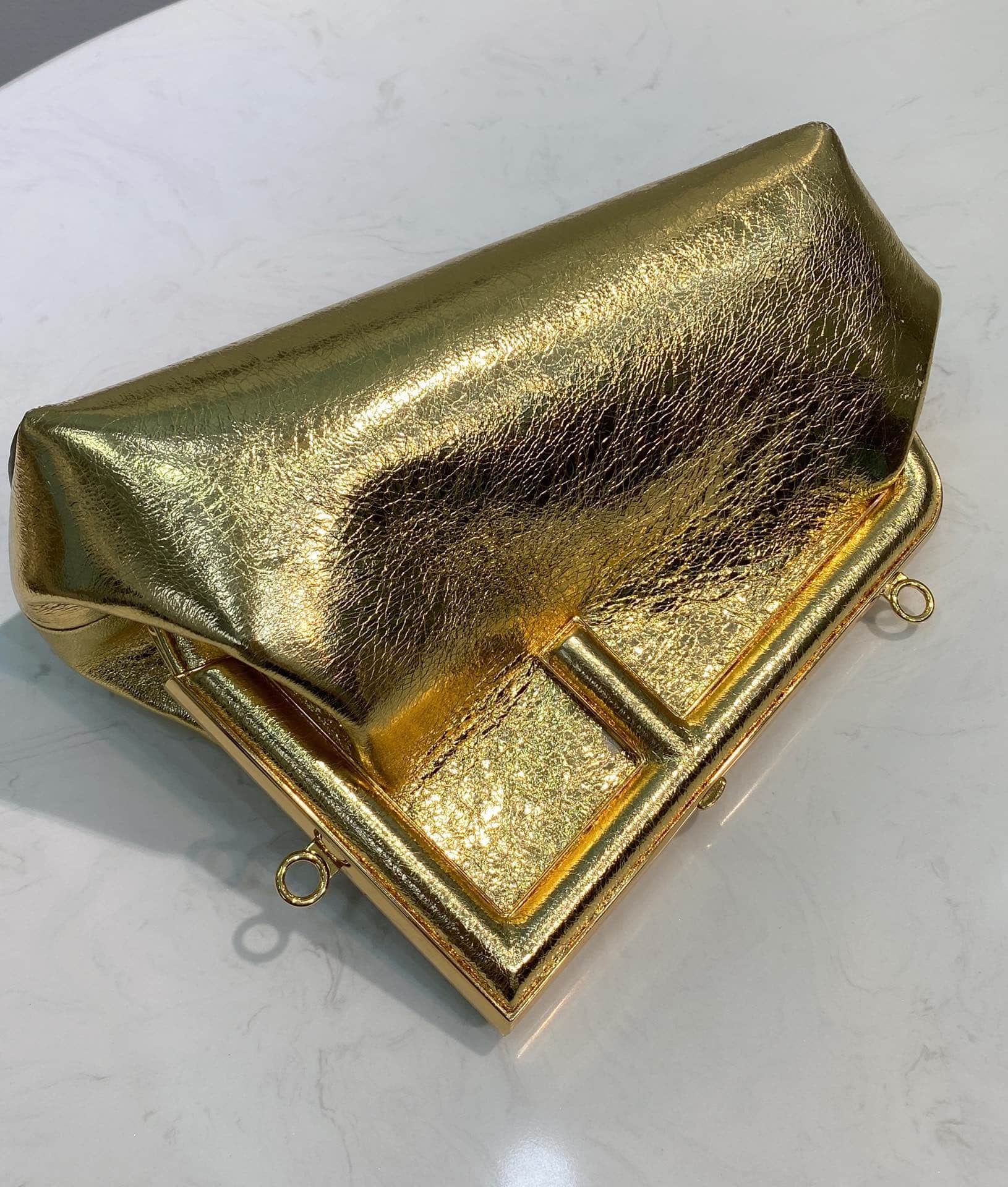 Fendi First Small Laminate Leather Bag Gold 24cm 8BP129AISPF0RXU - Image 3