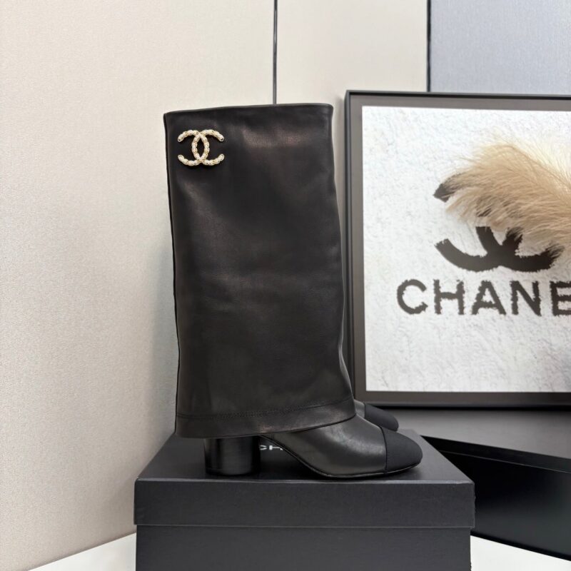 Alternative view of Chanel High Boots Leather And Grosgrain Black