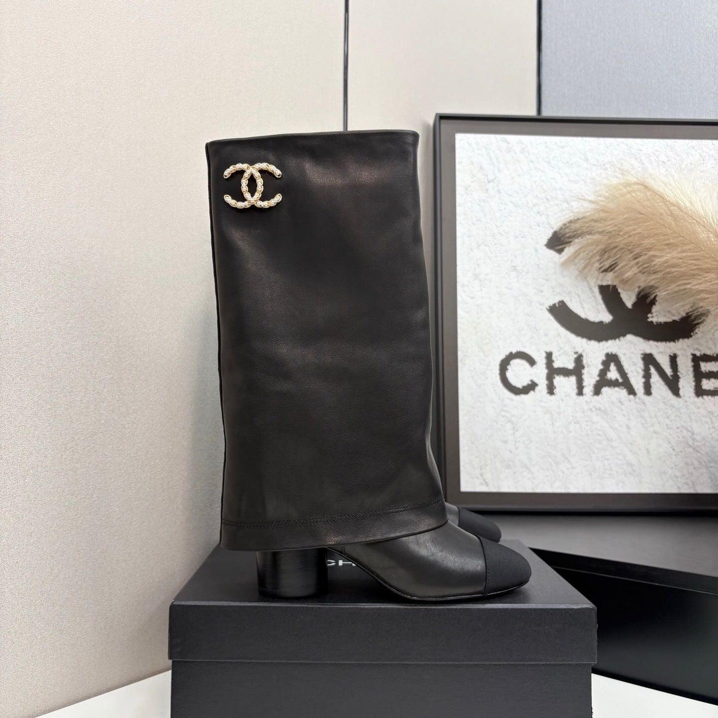 Chanel High Boots Leather And Grosgrain Black - Image 2