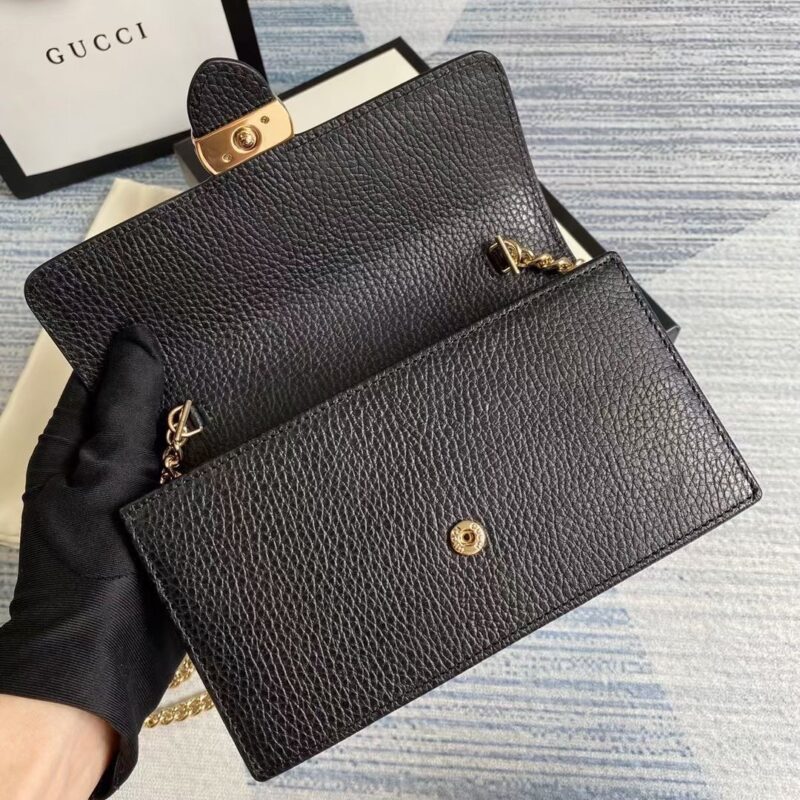 Alternative view of Gucci Pebbled Black Leather Interlocking G Wallet On Chain Clutch Bag 20Cm