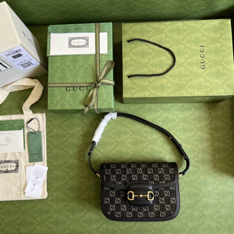 Alternative view of Gucci Horsebit 1955 Original Gg Shoulder Bag Black Ivory 25Cm 602204 Un3Bg 1274