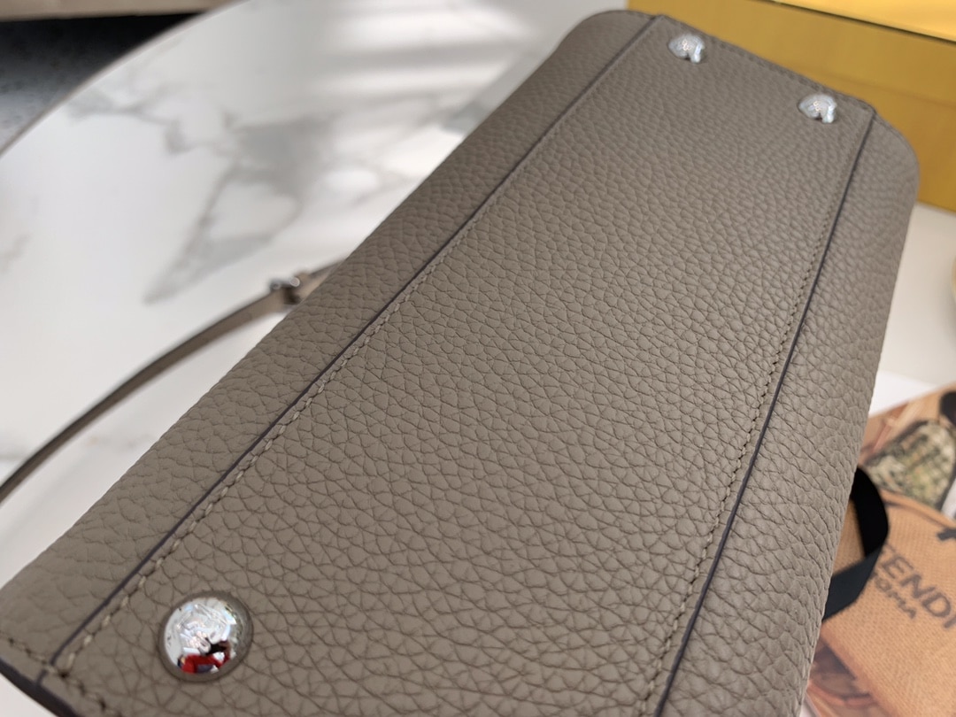 Fendi Peekaboo Mini Selleria Bag With Exotic Details Grey - Image 4