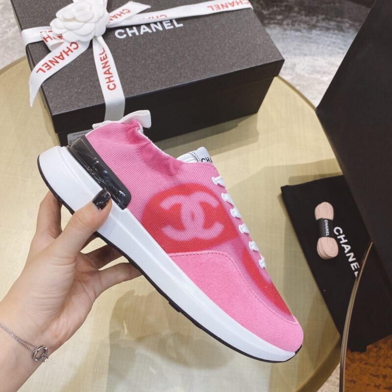 Alternative view of Chanel Neon Denim Lace Up Low Top Trainer Sneaker Pink G37494 Y55286 0K774