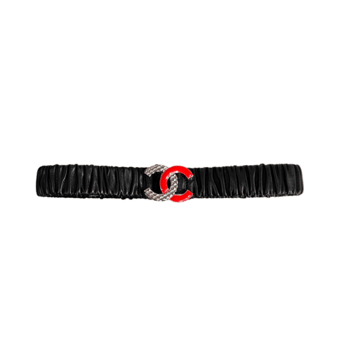 Chanel Women'S Pearl Circle Belt Red 30Mm