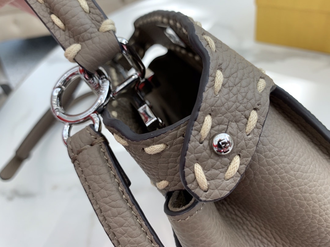 Fendi Peekaboo Mini Selleria Bag With Exotic Details Grey - Image 6