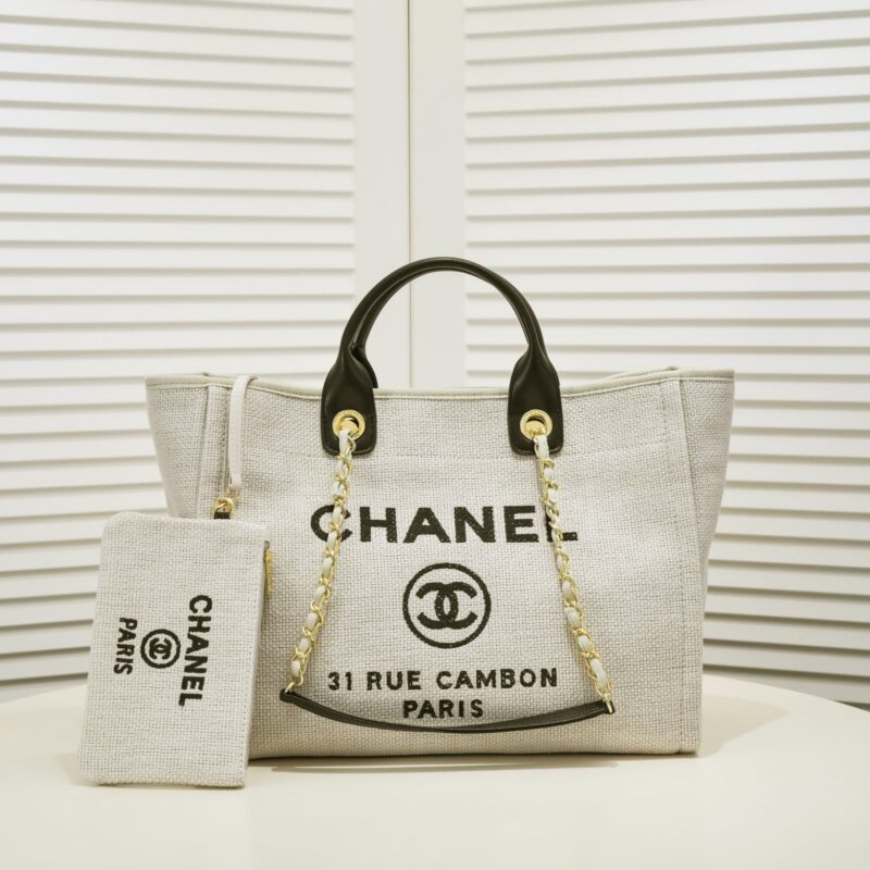 Alternative view of Chanel Deauville Shopping Tote Bag Grey 37Cm