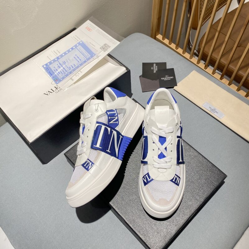 Alternative view of Valentino Vl7N Low-Top Sneaker In Calfskin And Mesh Fabric With Bands Blue Xy0S0C58Swfq1U