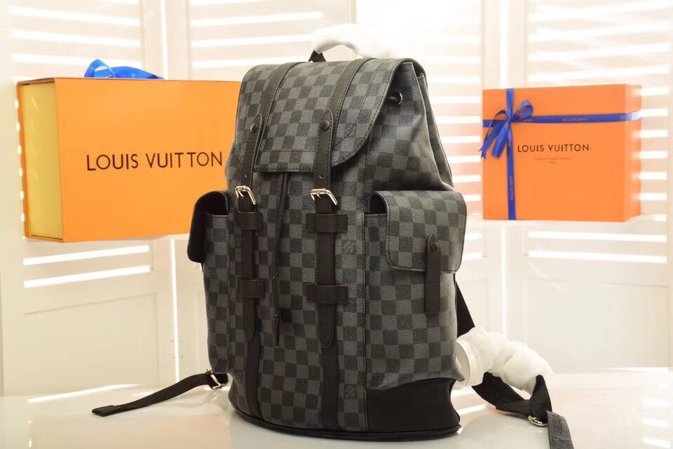 Louis Vuitton Christopher MM Backpack Damier Graphite Canvas Black 44Cm N41379 - Image 3
