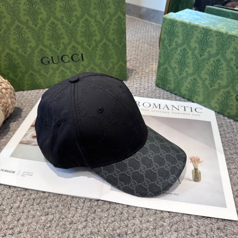 Alternative view of Gucci GG Baseball Cap in Nylon Black Grey
