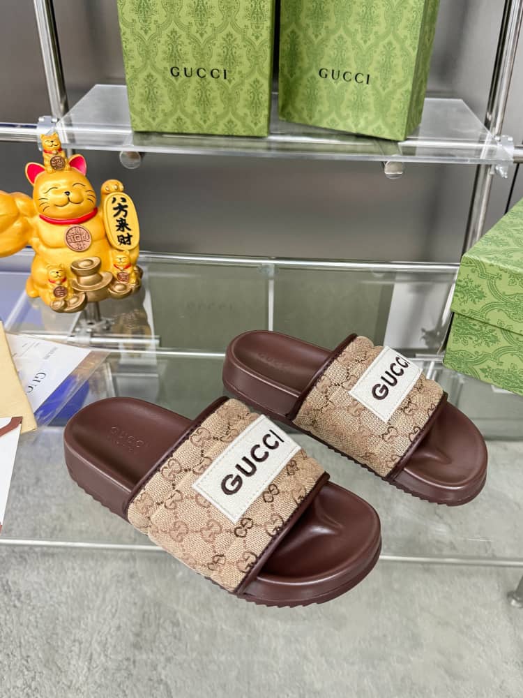 Alternative view of Gucci Gg Horizontal Strap Sandals With Tag In Brown