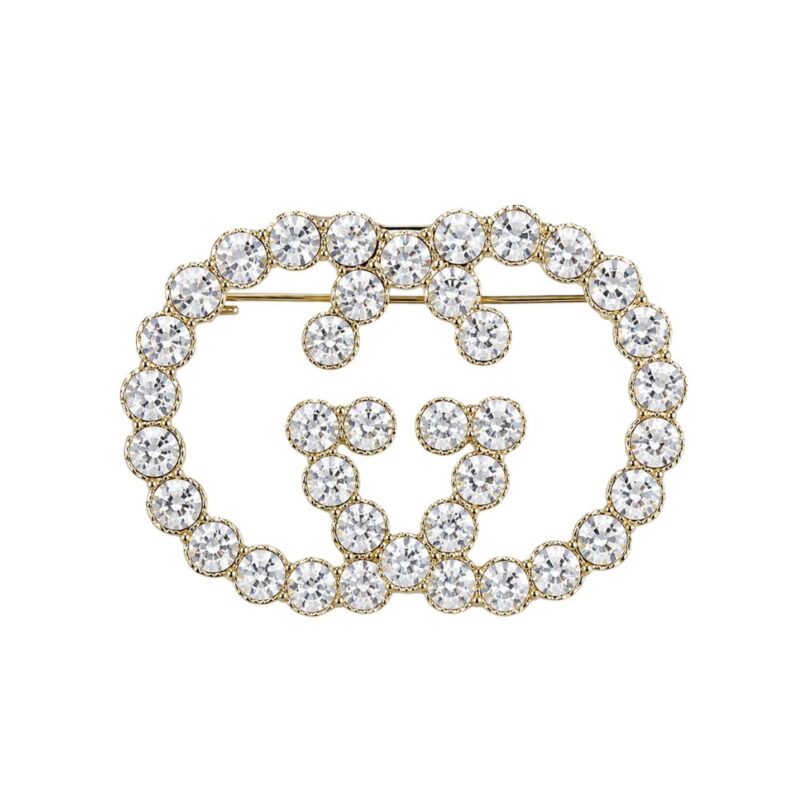 Gucci Gg Brooch Gold With Stone