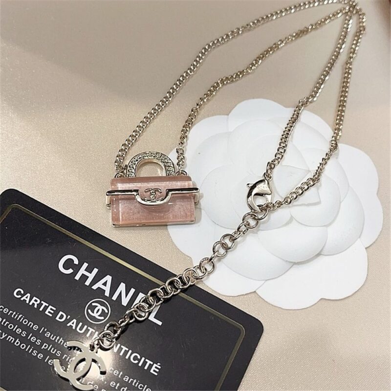 Alternative view of Chanel Classic Bag Lock Necklace Pink Gold ABG303 B21878 U3494