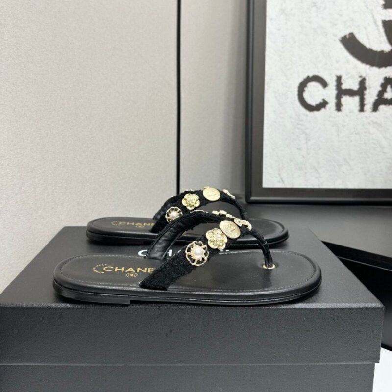 Alternative view of Chanel Thong Jewel Embellished Black