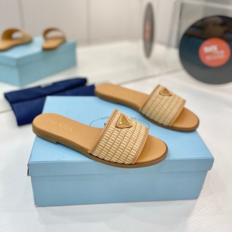 Alternative view of Prada Leather Slides With Crochet Details Natural 1XX758 2ACS F0018 F 010