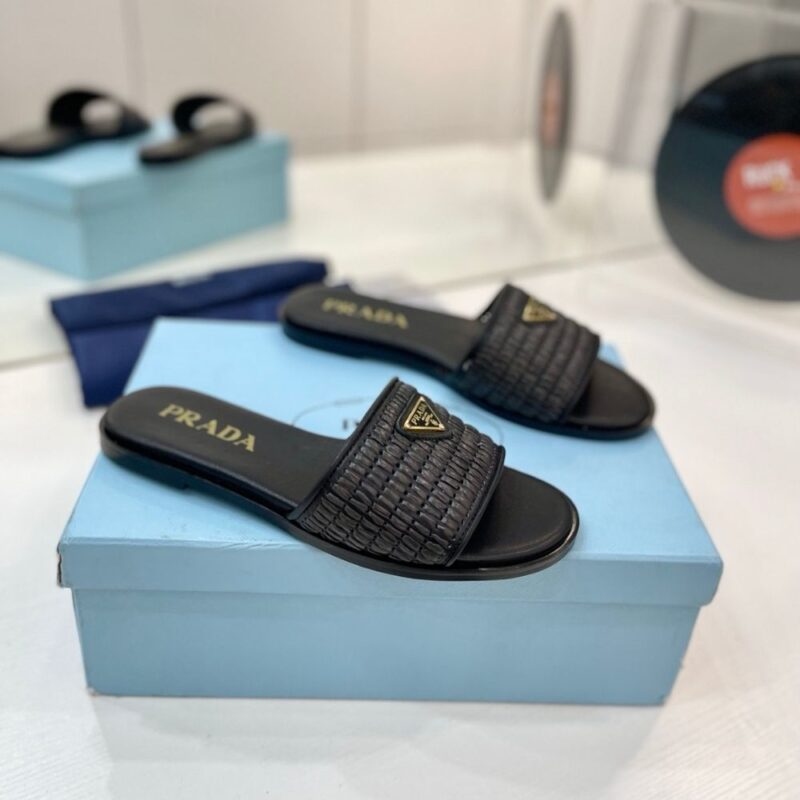 Alternative view of Prada Leather Slides With Crochet Details Black 1XX758 2ACS F0002 F 010