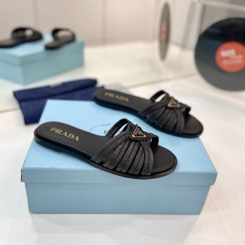 Alternative view of Prada Crochet Slides Black