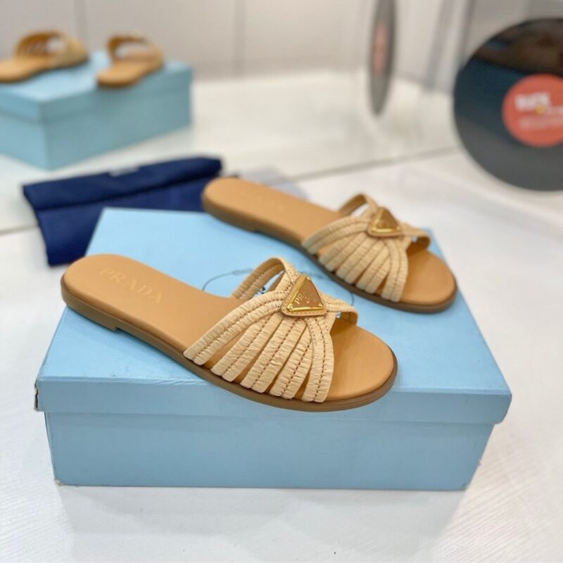 Alternative view of Prada Crochet Slides Natural