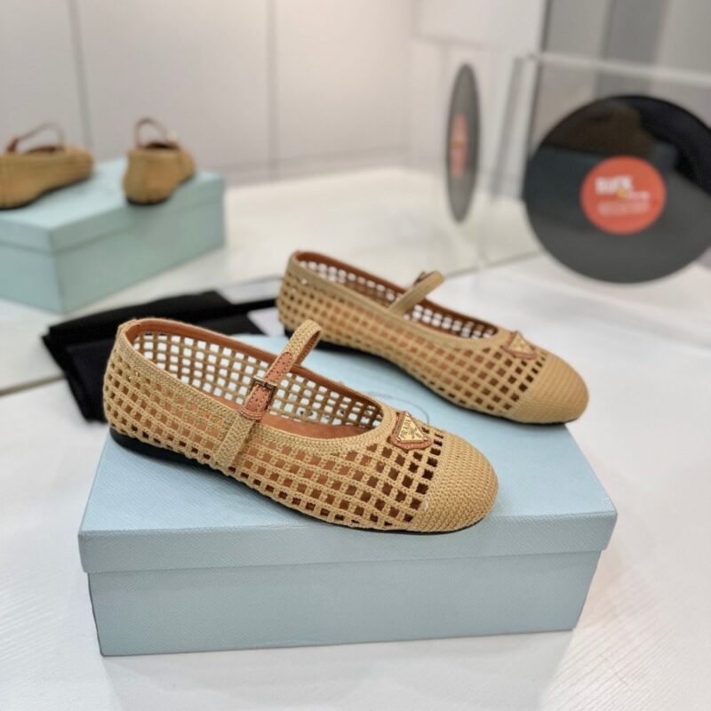 Alternative view of Prada Crochet Ballerinas Beige Brown 1F364O 2F46 F0482 F 005