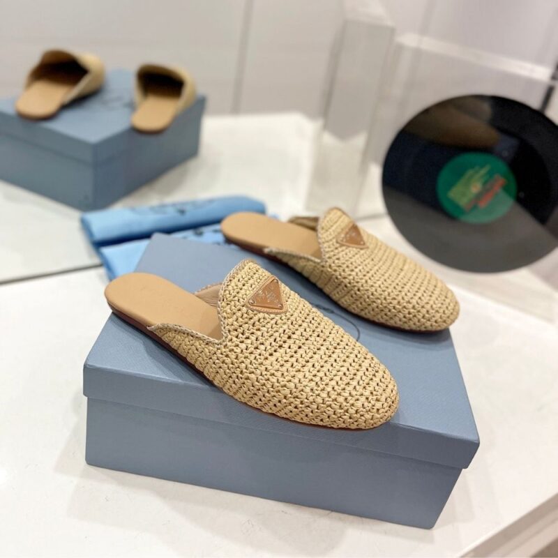 Alternative view of Prada Woven Fabric Mules Natural 1S435N 2C2T F0018 F 005