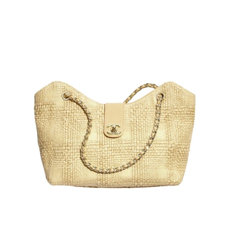 Chanel Shopping Bag Braided Raffia Beige 40Cm AS6090 B23527 U7508