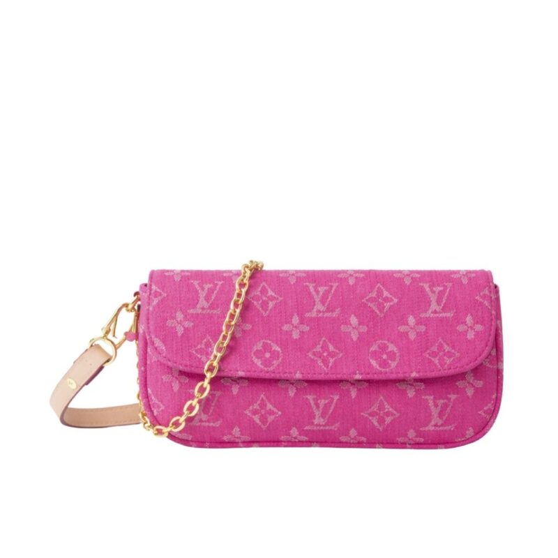 Louis Vuitton Wallet On Chain Ivy Monogram Denim Fuchsia 23Cm