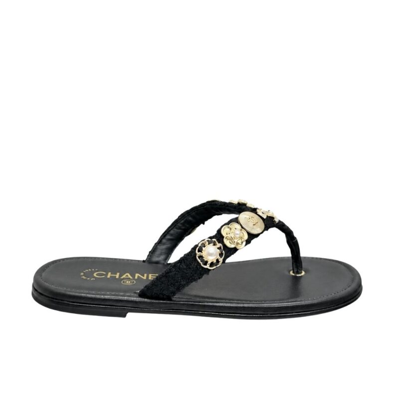Chanel Thong Jewel Embellished Black