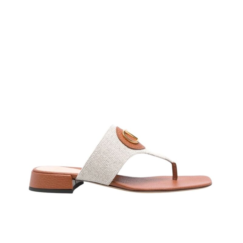 Valentino Garavani Vlogo Signature Sandals White And Brown WS0LA9SJR