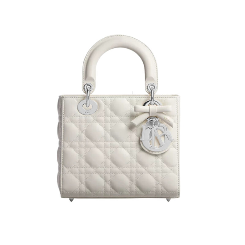 Dior Small Lady Dior Bag with Strap Cannage White 20cm M0531OUQA M030