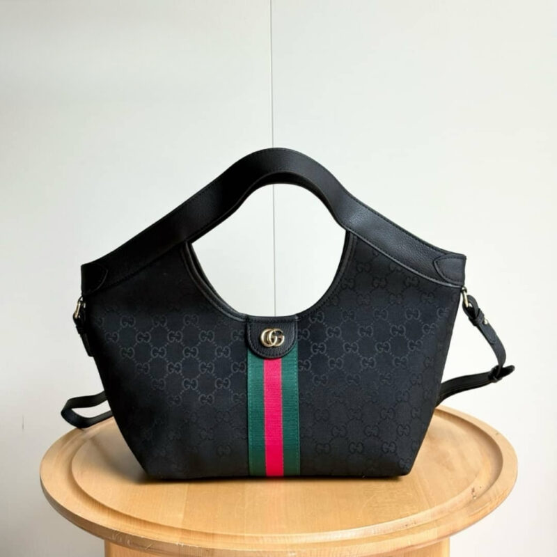Alternative view of Gucci Giglio Small Tote Bag GG Canvas Black 25Cm 860845 FAFWA 1053