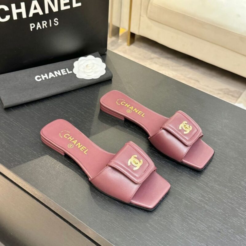 Alternative view of Chanel Leather Mules With Signature CC Logo Dusty Rose