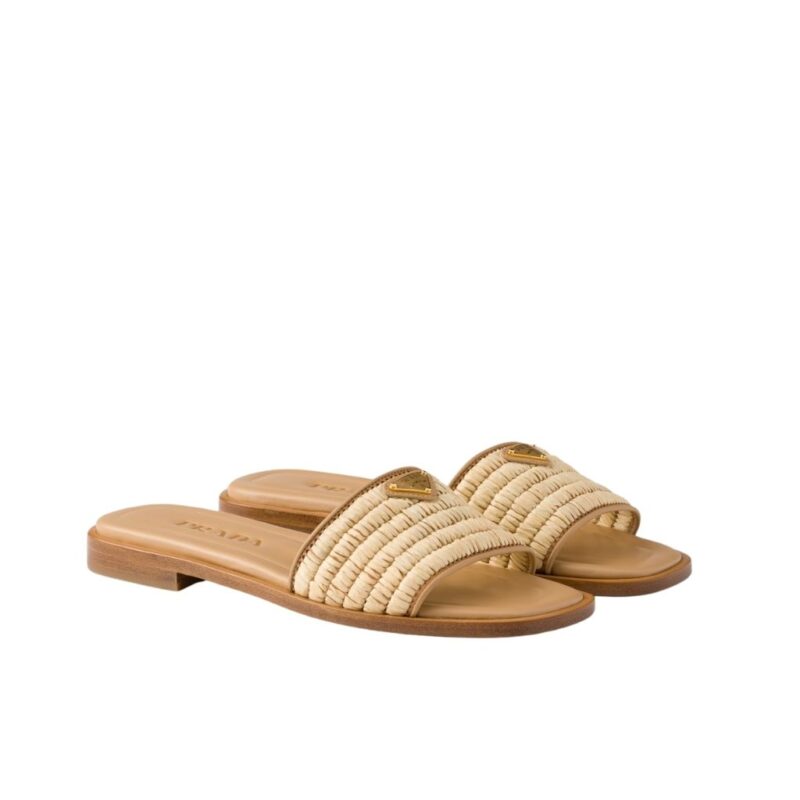 Prada Leather Slides With Crochet Details Natural 1XX758 2ACS F0018 F 010