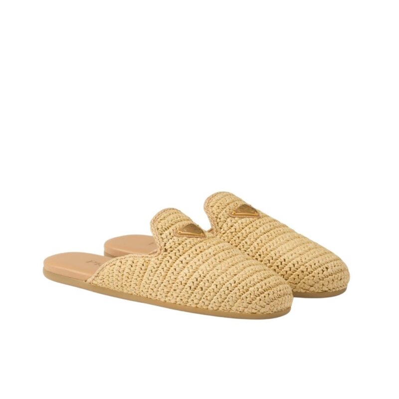 Prada Woven Fabric Mules Natural 1S435N 2C2T F0018 F 005