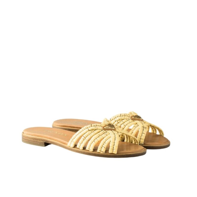 Prada Crochet Slides Natural